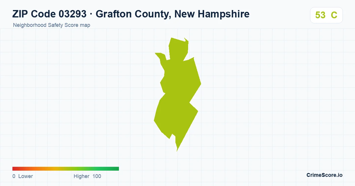 ZIP Code 03293 in Grafton County, New Hampshire neighborhood Safety Score map