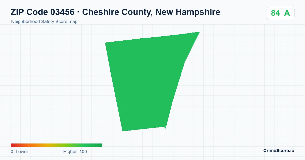 ZIP Code 03456 in Cheshire County, New Hampshire neighborhood Safety Score map