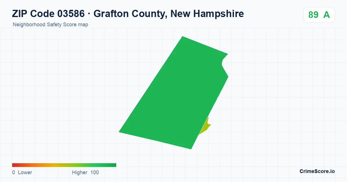 ZIP Code 03586 in Grafton County, New Hampshire neighborhood Safety Score map
