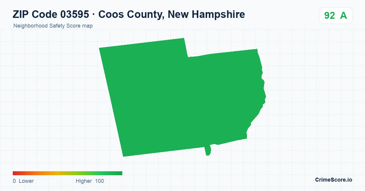 ZIP Code 03595 in Coos County, New Hampshire neighborhood Safety Score map