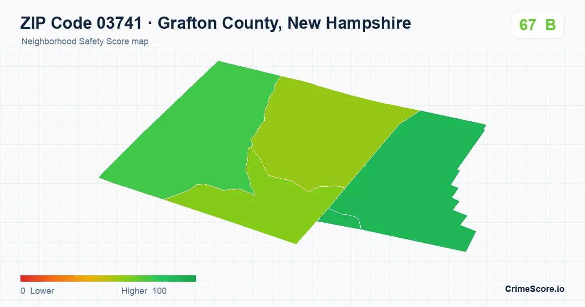 ZIP Code 03741 in Grafton County, New Hampshire neighborhood Safety Score map
