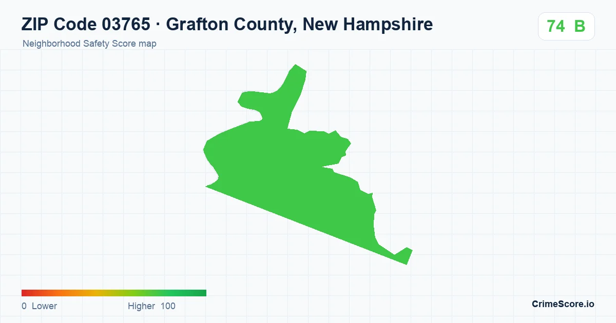 ZIP Code 03765 in Grafton County, New Hampshire neighborhood Safety Score map