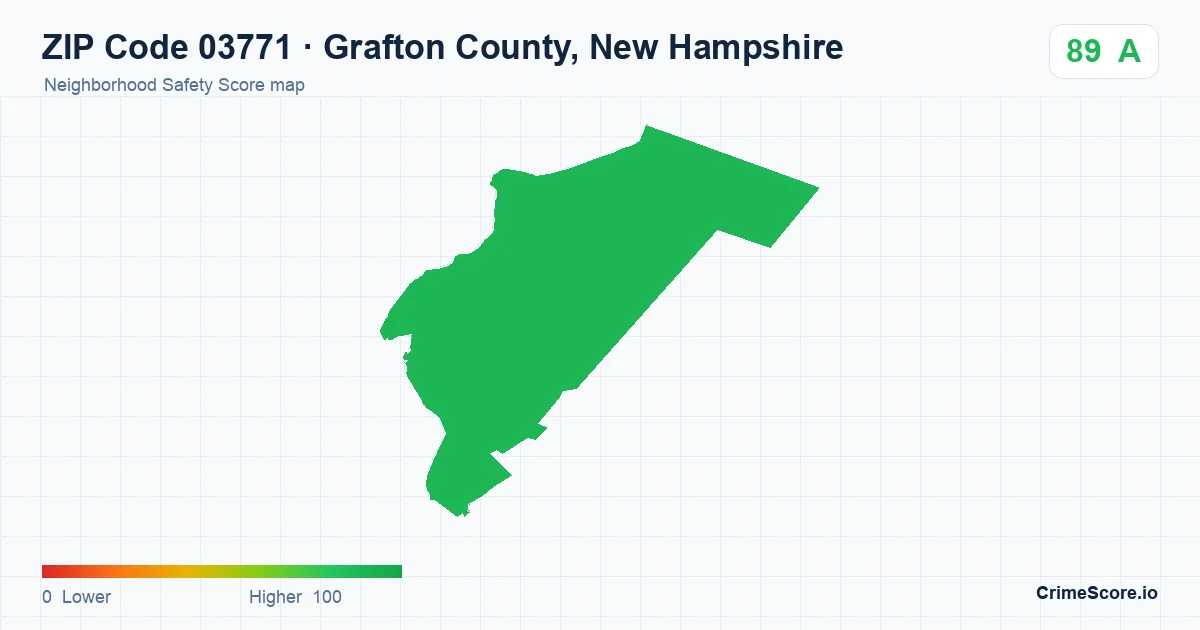 ZIP Code 03771 in Grafton County, New Hampshire neighborhood Safety Score map