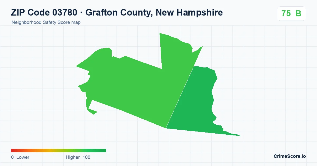 ZIP Code 03780 in Grafton County, New Hampshire neighborhood Safety Score map