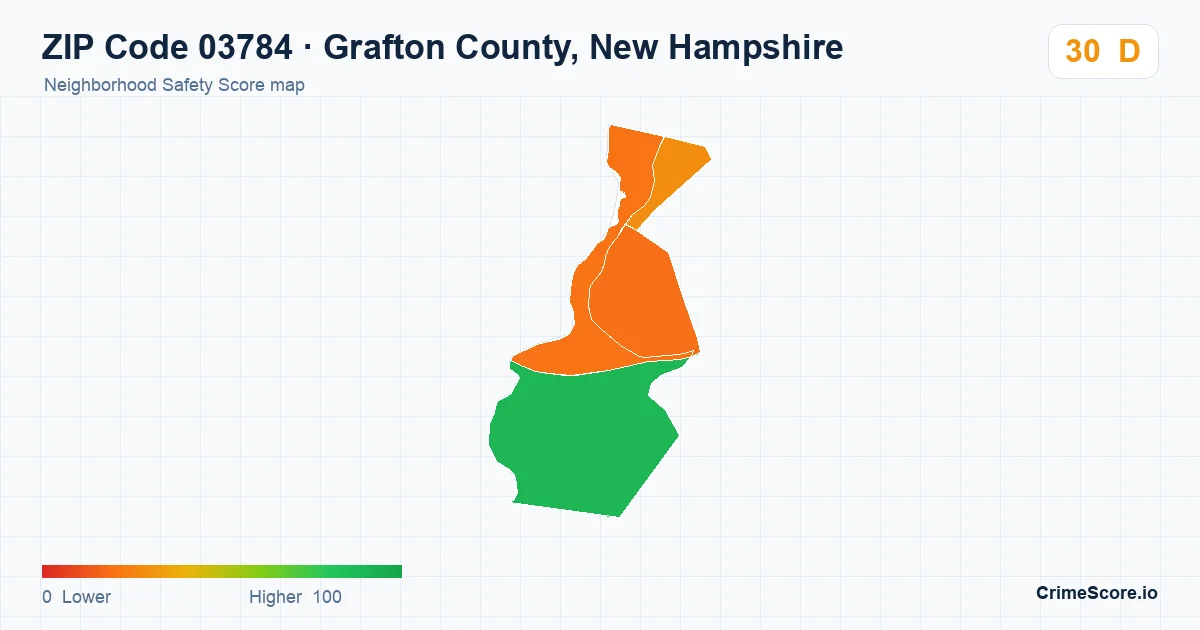 ZIP Code 03784 in Grafton County, New Hampshire neighborhood Safety Score map