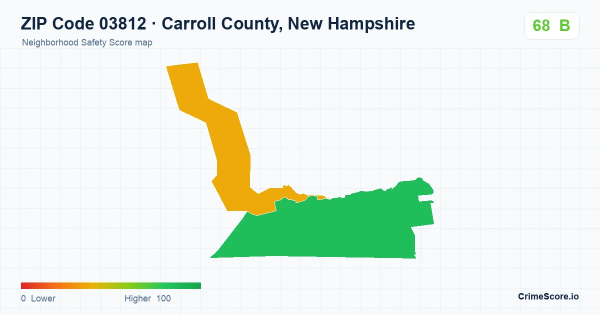 ZIP Code 03812 in Carroll County, New Hampshire neighborhood Safety Score map