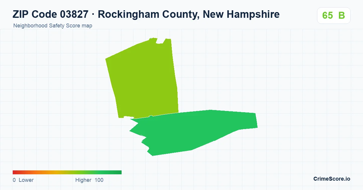 ZIP Code 03827 in Rockingham County, New Hampshire neighborhood Safety Score map