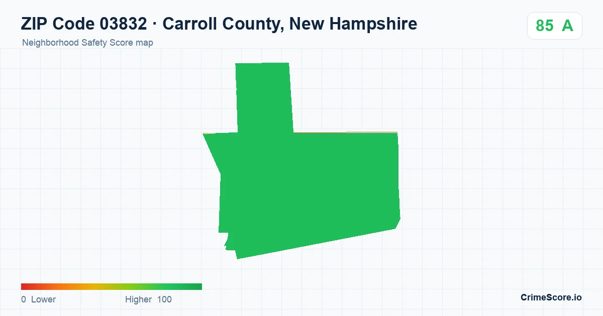 ZIP Code 03832 in Carroll County, New Hampshire neighborhood Safety Score map
