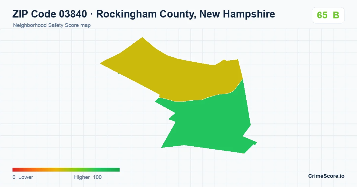 ZIP Code 03840 in Rockingham County, New Hampshire neighborhood Safety Score map