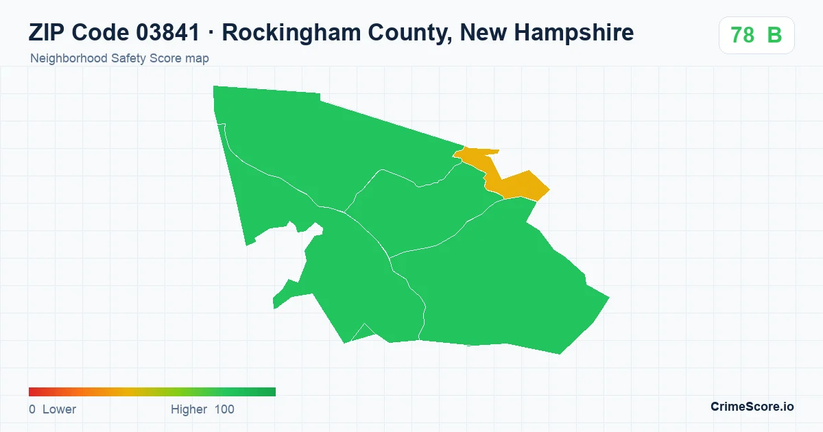 ZIP Code 03841 in Rockingham County, New Hampshire neighborhood Safety Score map