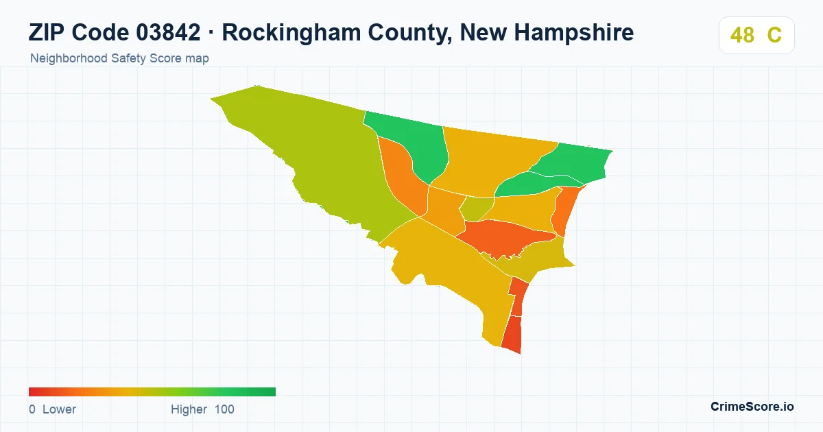ZIP Code 03842 in Rockingham County, New Hampshire neighborhood Safety Score map