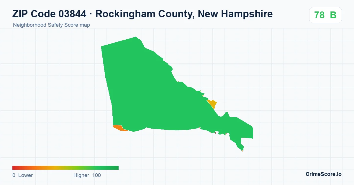 ZIP Code 03844 in Rockingham County, New Hampshire neighborhood Safety Score map