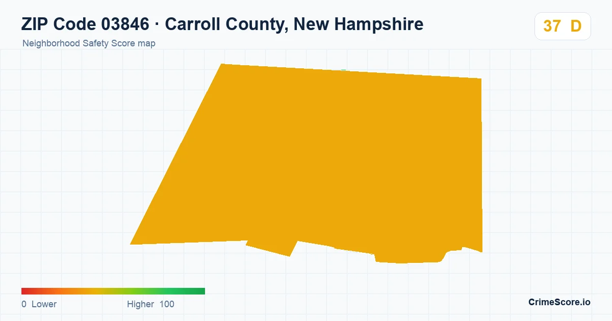 ZIP Code 03846 in Carroll County, New Hampshire neighborhood Safety Score map