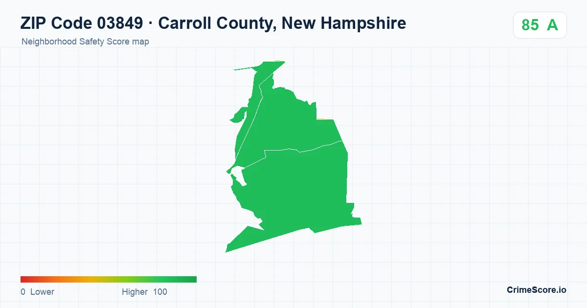 ZIP Code 03849 in Carroll County, New Hampshire neighborhood Safety Score map