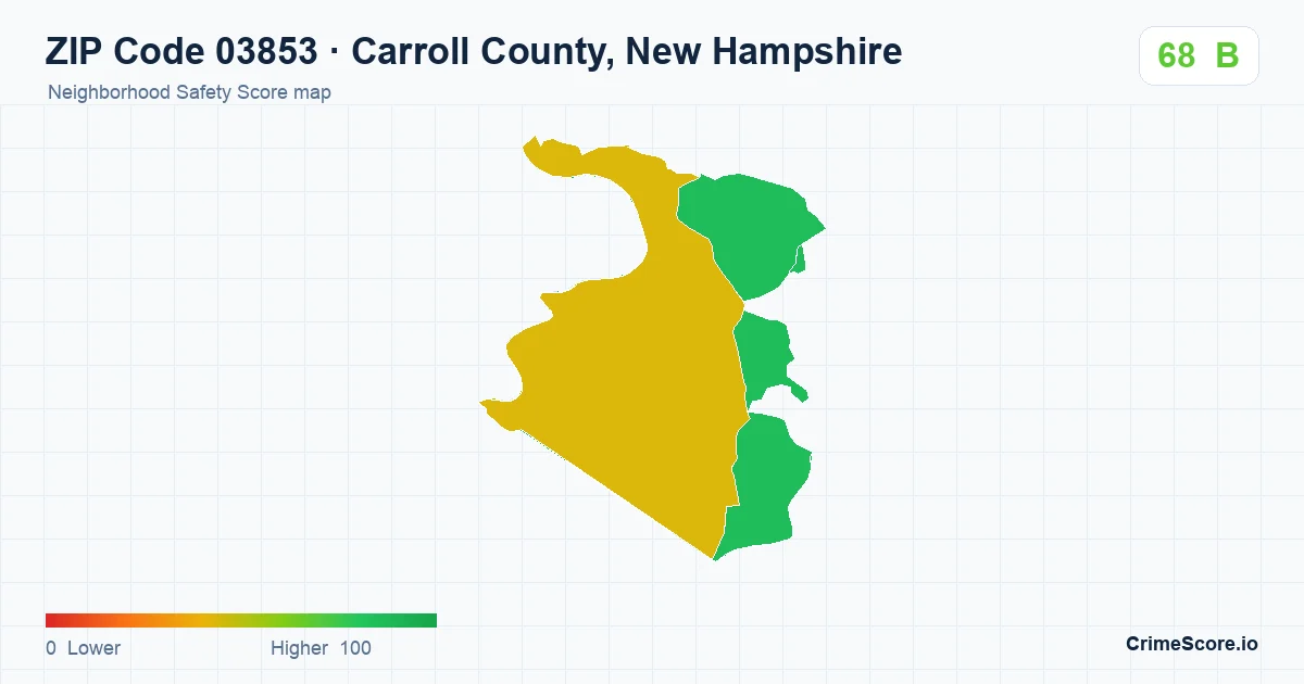 ZIP Code 03853 in Carroll County, New Hampshire neighborhood Safety Score map