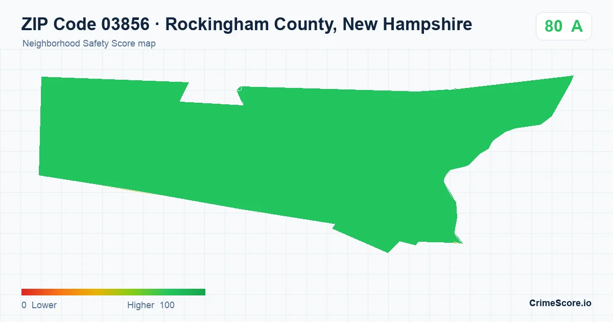 ZIP Code 03856 in Rockingham County, New Hampshire neighborhood Safety Score map