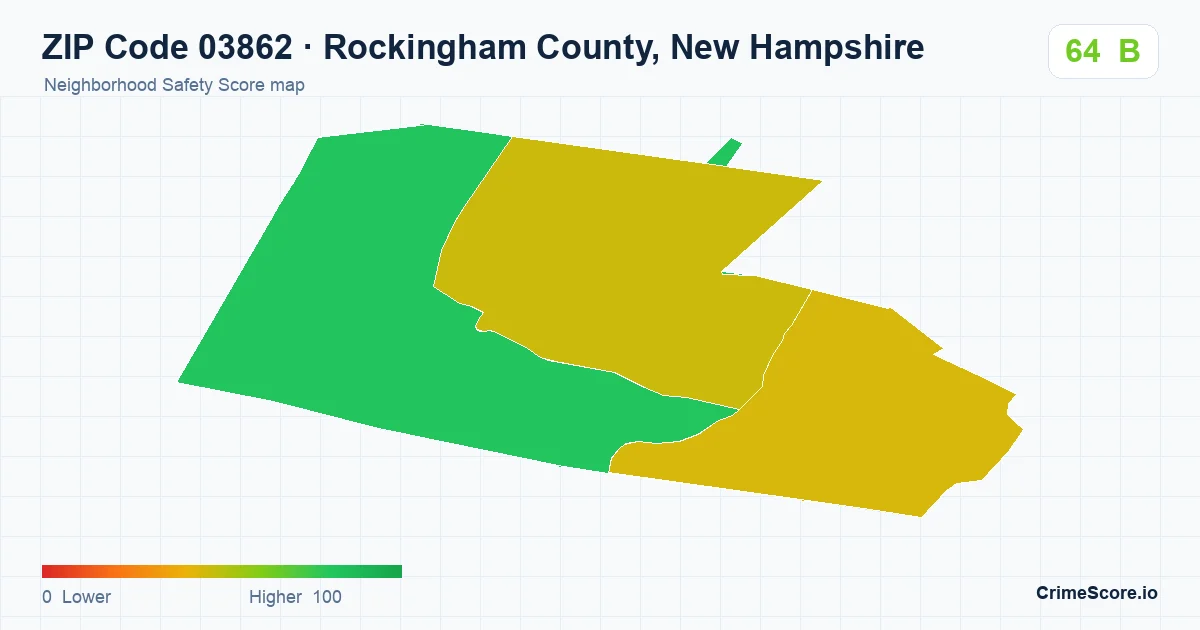 ZIP Code 03862 in Rockingham County, New Hampshire neighborhood Safety Score map