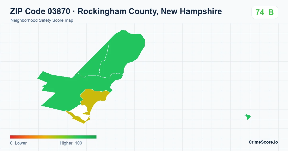 ZIP Code 03870 in Rockingham County, New Hampshire neighborhood Safety Score map
