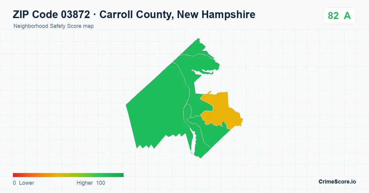 ZIP Code 03872 in Carroll County, New Hampshire neighborhood Safety Score map