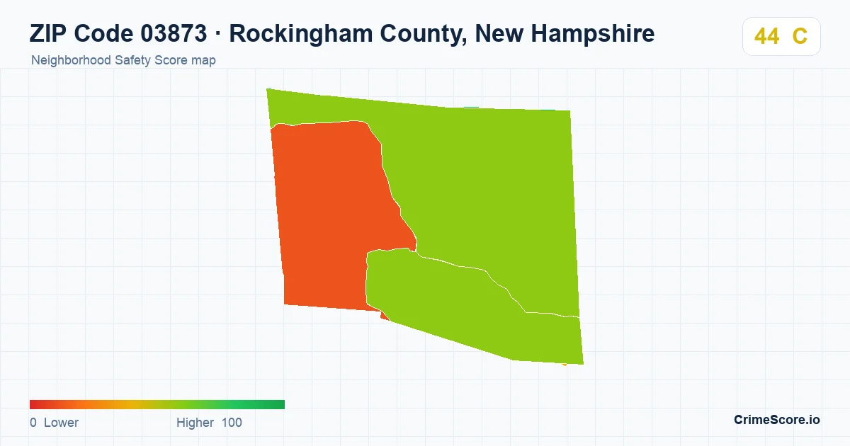 ZIP Code 03873 in Rockingham County, New Hampshire neighborhood Safety Score map