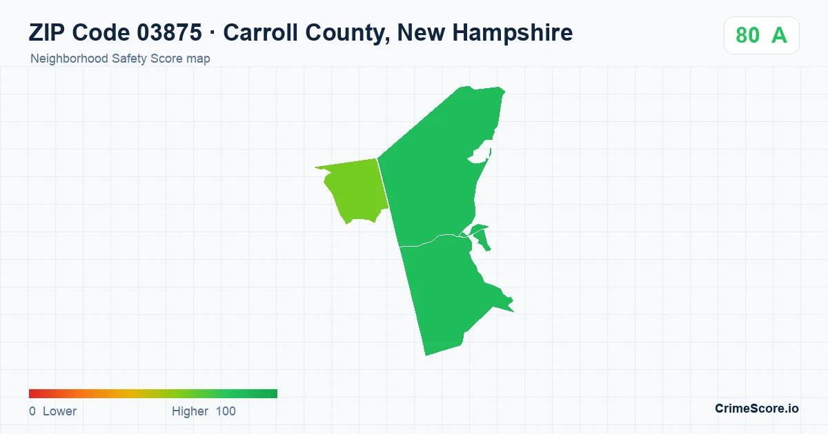 ZIP Code 03875 in Carroll County, New Hampshire neighborhood Safety Score map