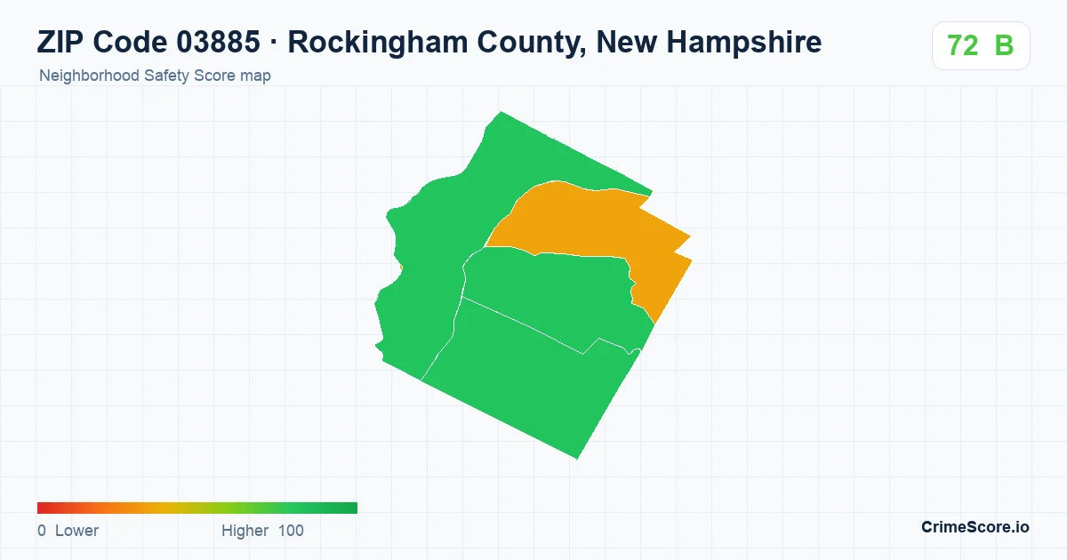 ZIP Code 03885 in Rockingham County, New Hampshire neighborhood Safety Score map