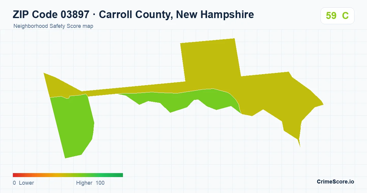 ZIP Code 03897 in Carroll County, New Hampshire neighborhood Safety Score map