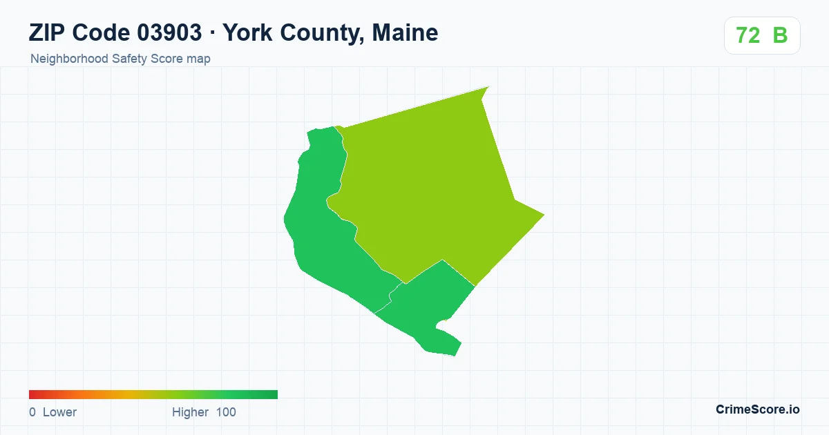 ZIP Code 03903 in York County, Maine neighborhood Safety Score map
