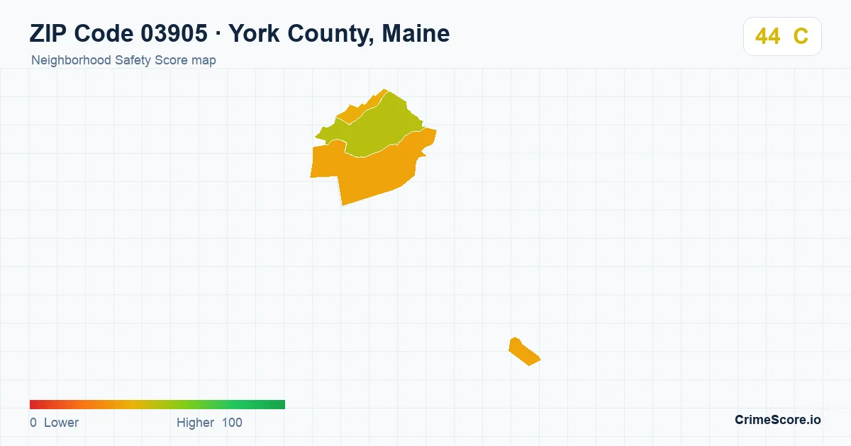 ZIP Code 03905 in York County, Maine neighborhood Safety Score map