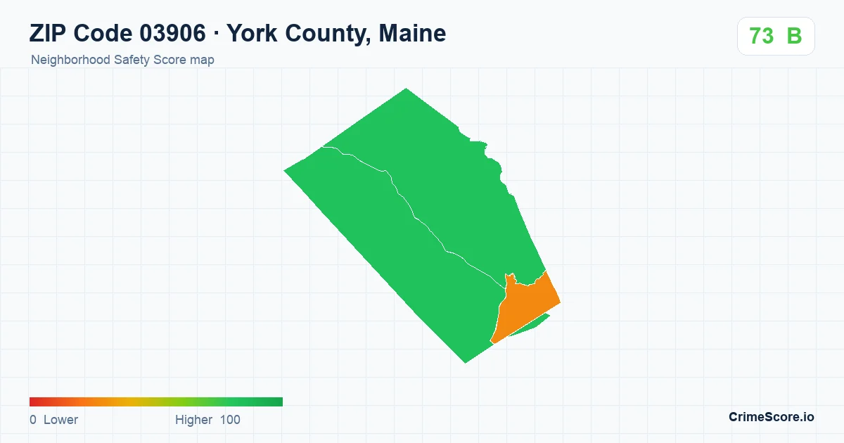 ZIP Code 03906 in York County, Maine neighborhood Safety Score map