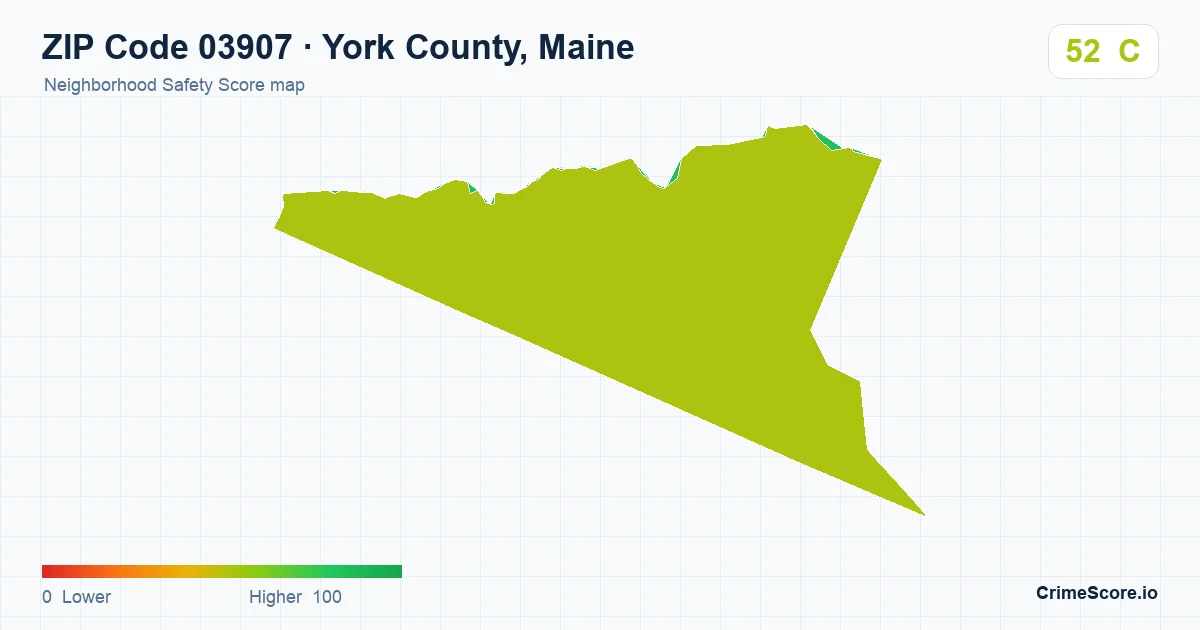 ZIP Code 03907 in York County, Maine neighborhood Safety Score map