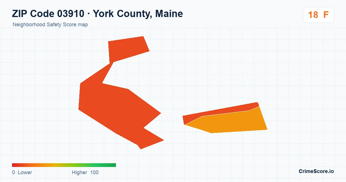 ZIP Code 03910 in York County, Maine neighborhood Safety Score map