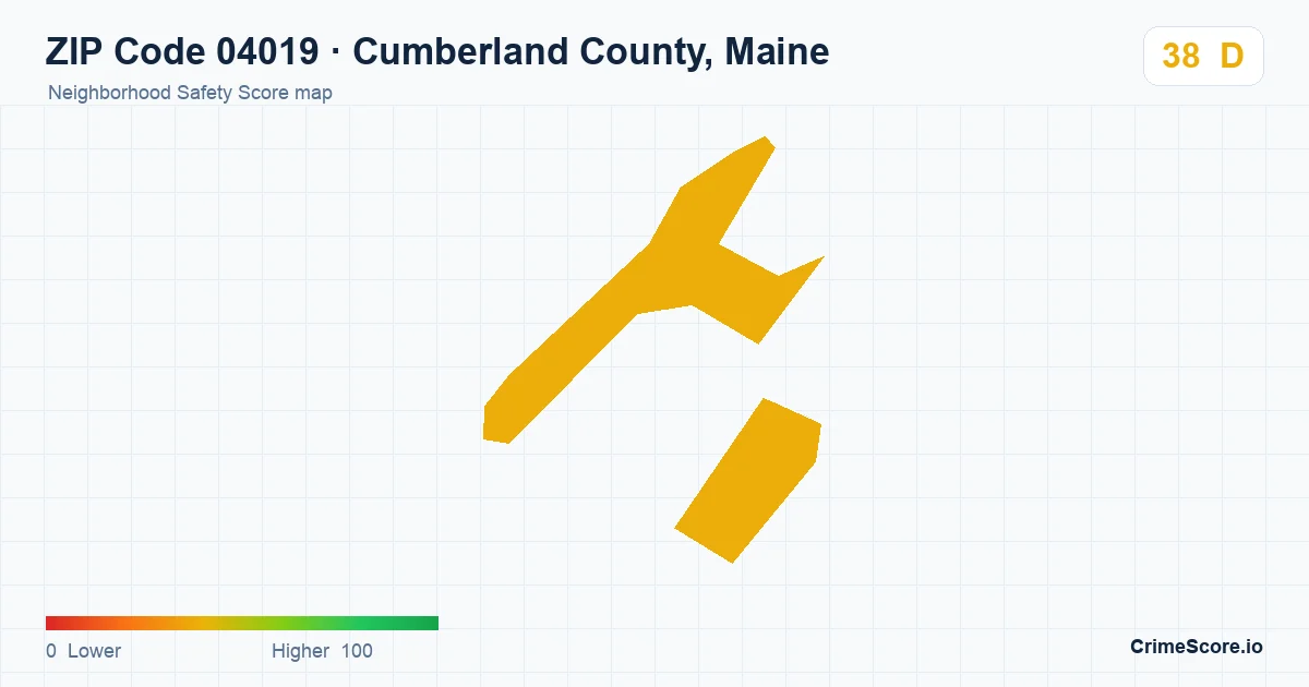 ZIP Code 04019 in Cumberland County, Maine neighborhood Safety Score map