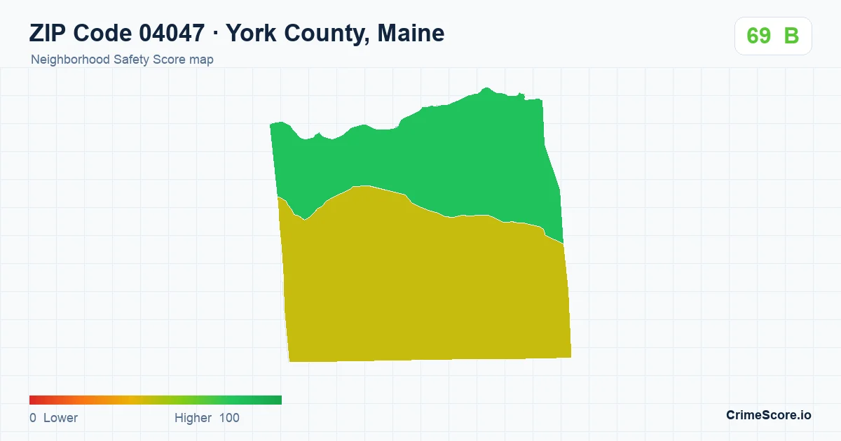 ZIP Code 04047 in York County, Maine neighborhood Safety Score map