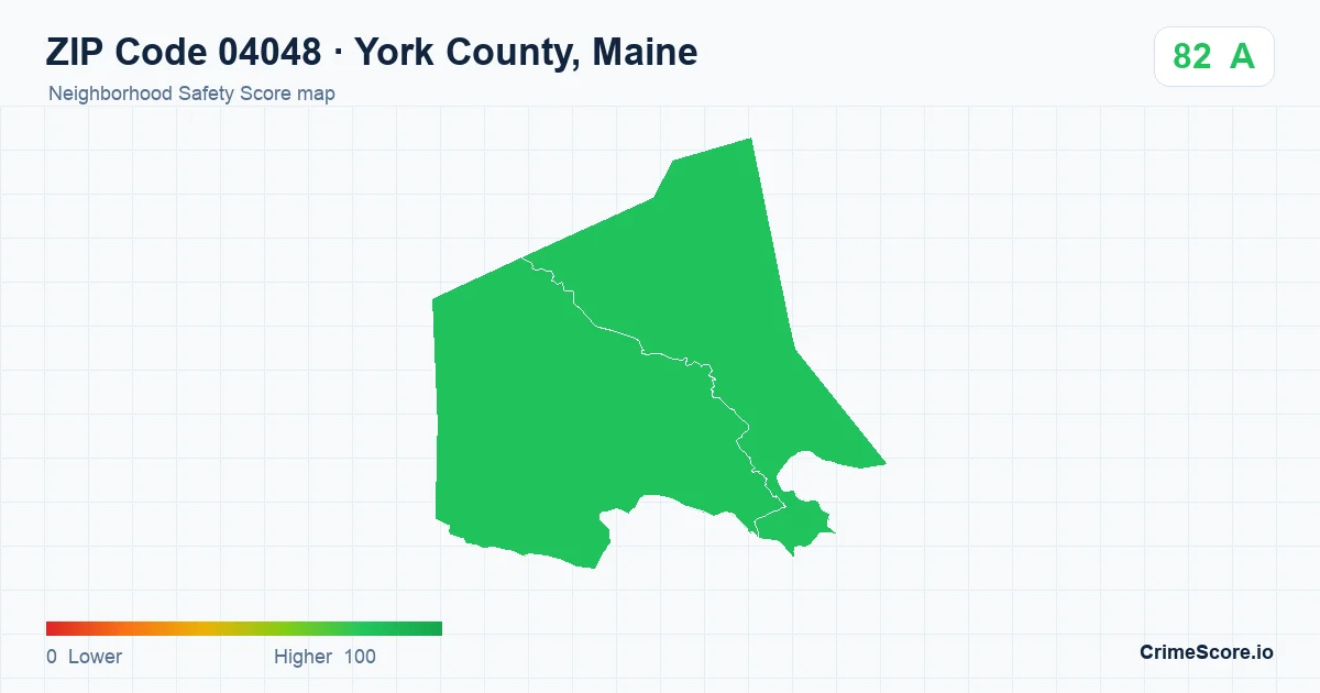 ZIP Code 04048 in York County, Maine neighborhood Safety Score map