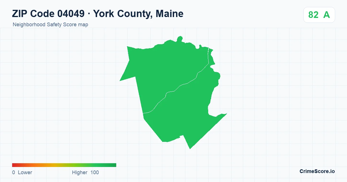 ZIP Code 04049 in York County, Maine neighborhood Safety Score map