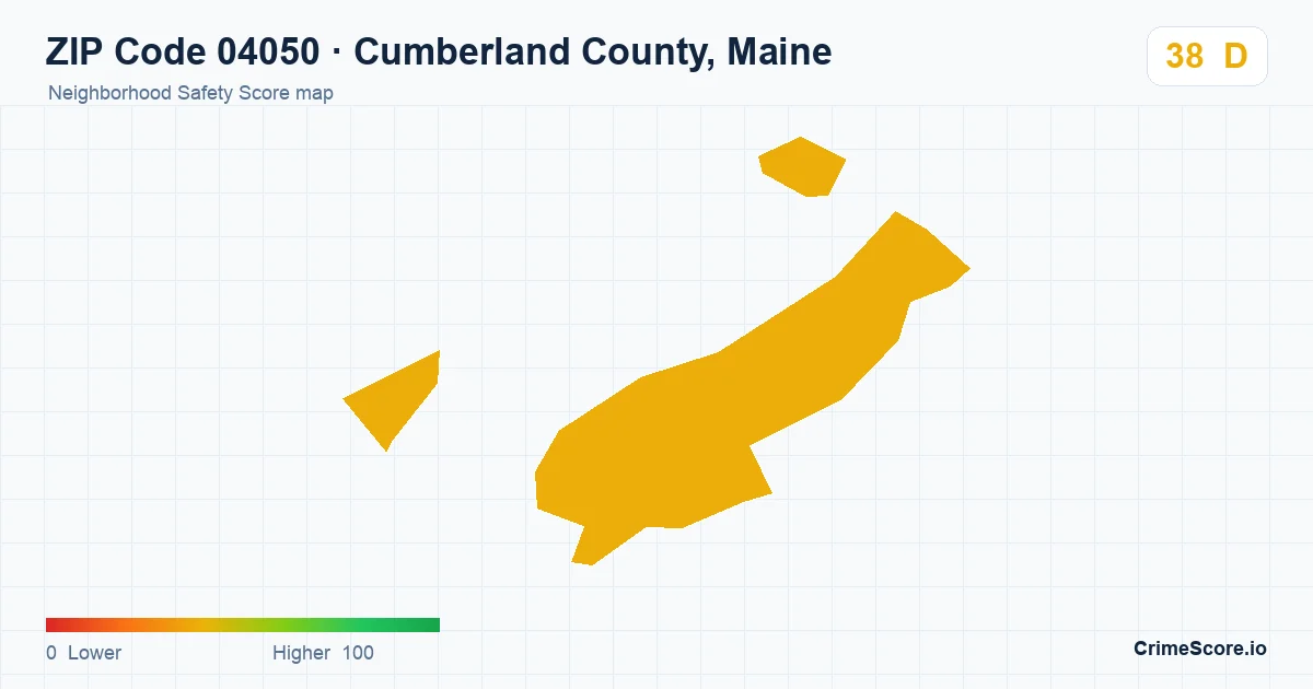 ZIP Code 04050 in Cumberland County, Maine neighborhood Safety Score map