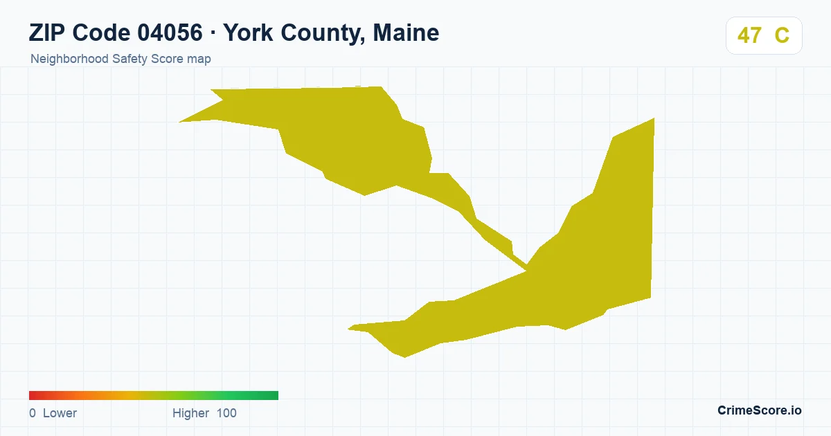 ZIP Code 04056 in York County, Maine neighborhood Safety Score map