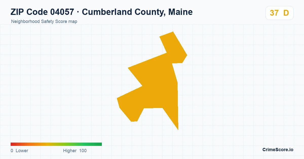 ZIP Code 04057 in Cumberland County, Maine neighborhood Safety Score map