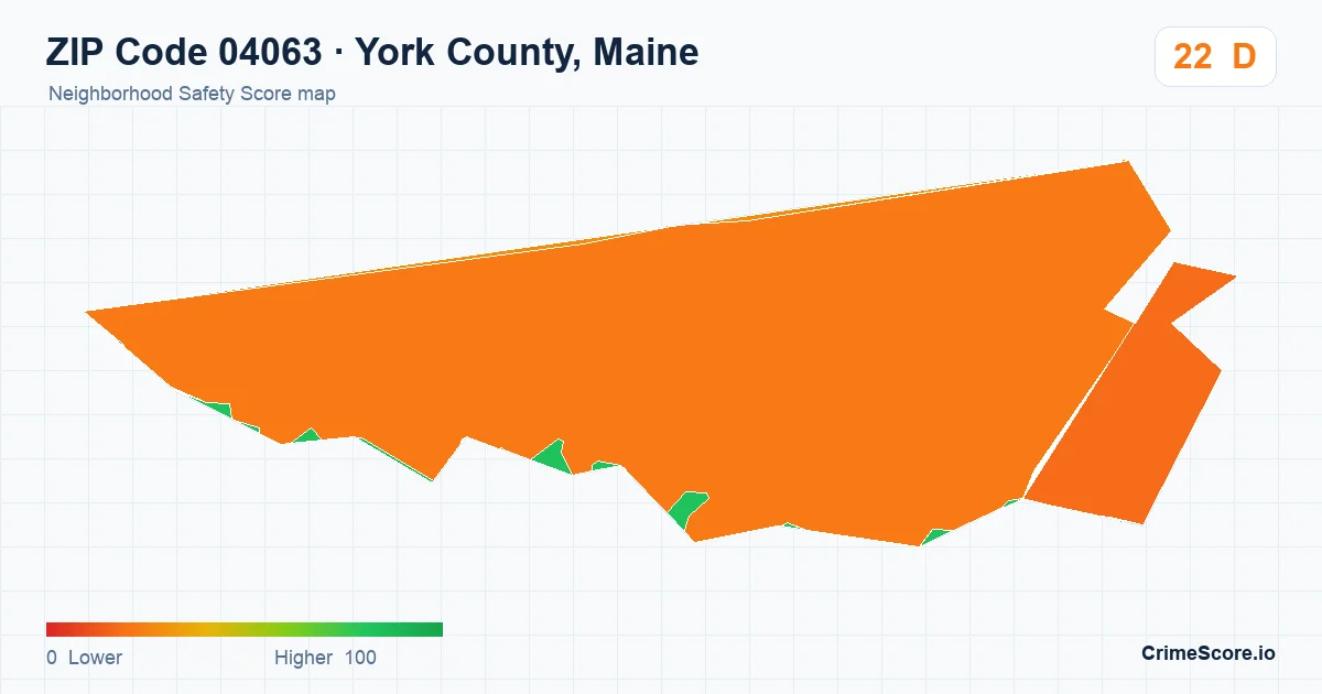 ZIP Code 04063 in York County, Maine neighborhood Safety Score map
