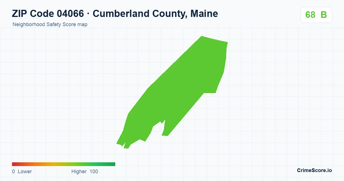 ZIP Code 04066 in Cumberland County, Maine neighborhood Safety Score map