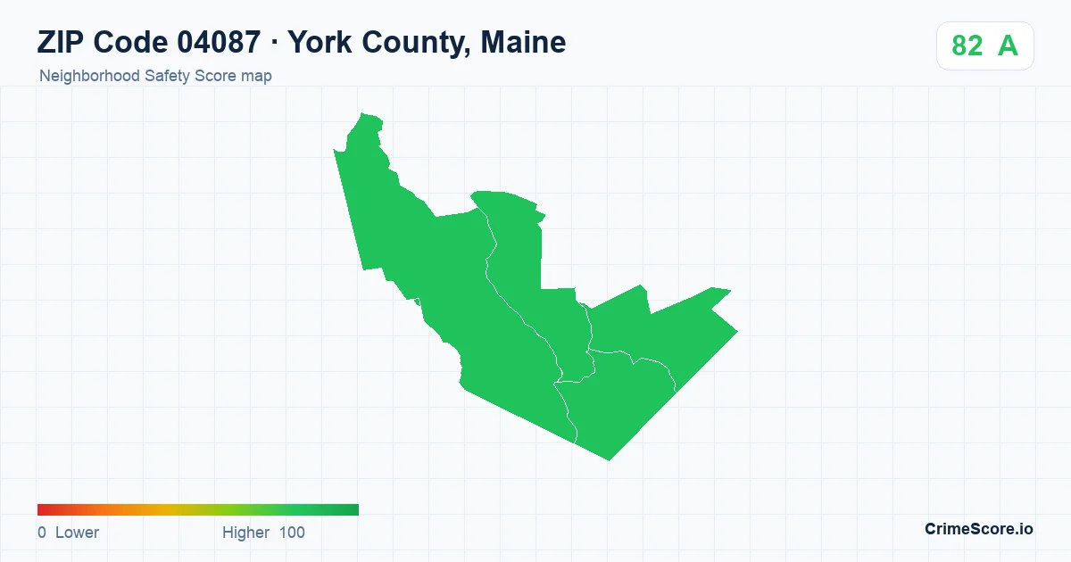 ZIP Code 04087 in York County, Maine neighborhood Safety Score map