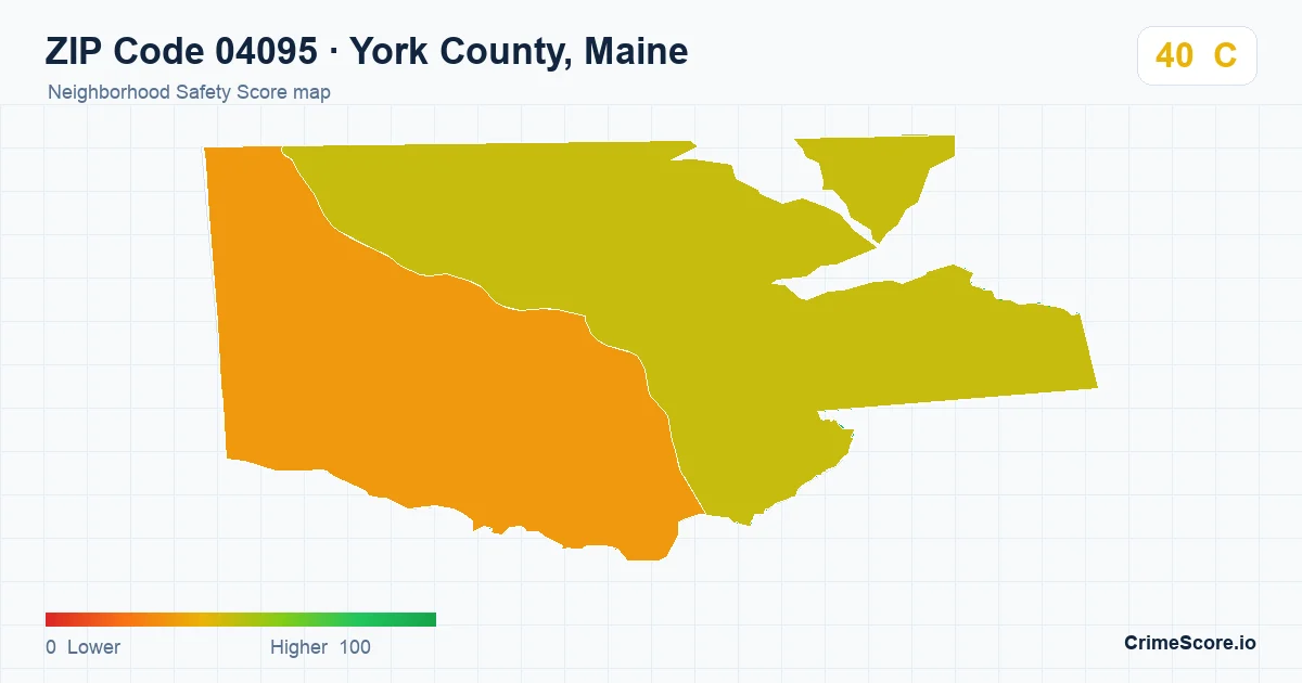 ZIP Code 04095 in York County, Maine neighborhood Safety Score map