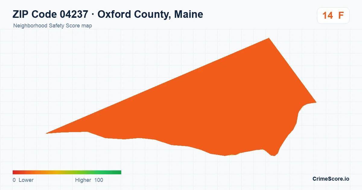 ZIP Code 04237 in Oxford County, Maine neighborhood Safety Score map