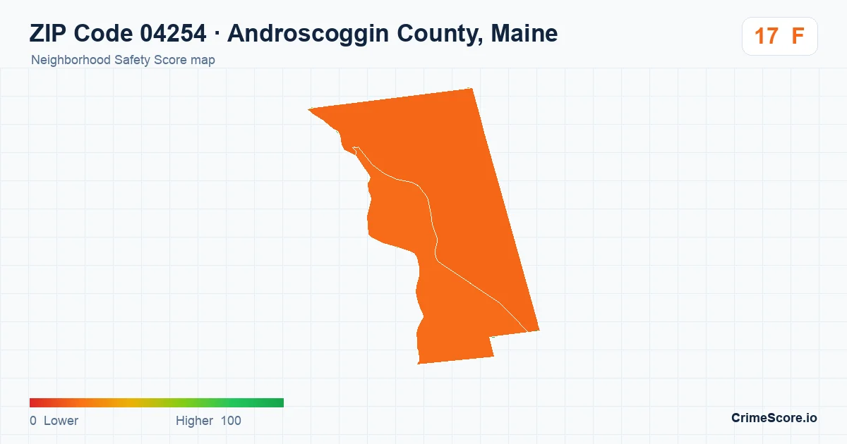 ZIP Code 04254 in Androscoggin County, Maine neighborhood Safety Score map