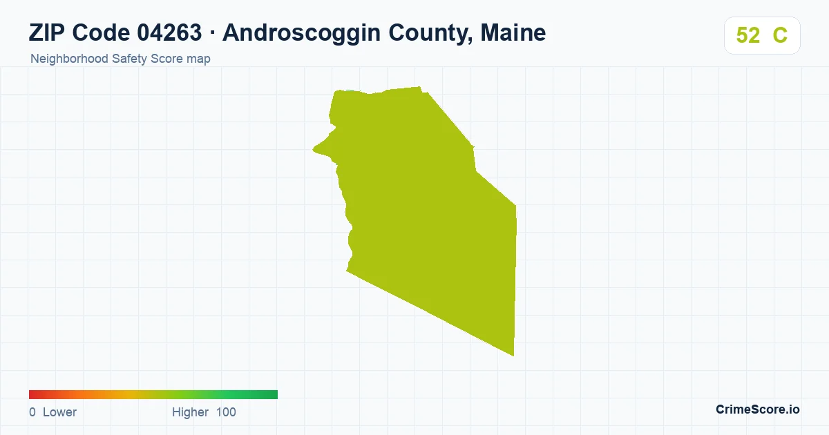 ZIP Code 04263 in Androscoggin County, Maine neighborhood Safety Score map