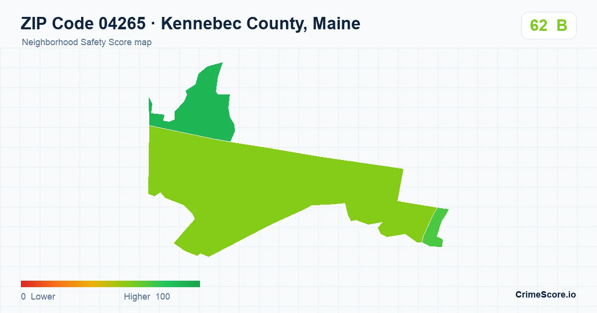 ZIP Code 04265 in Kennebec County, Maine neighborhood Safety Score map