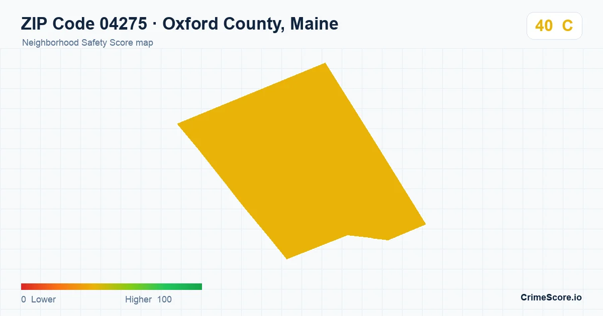 ZIP Code 04275 in Oxford County, Maine neighborhood Safety Score map