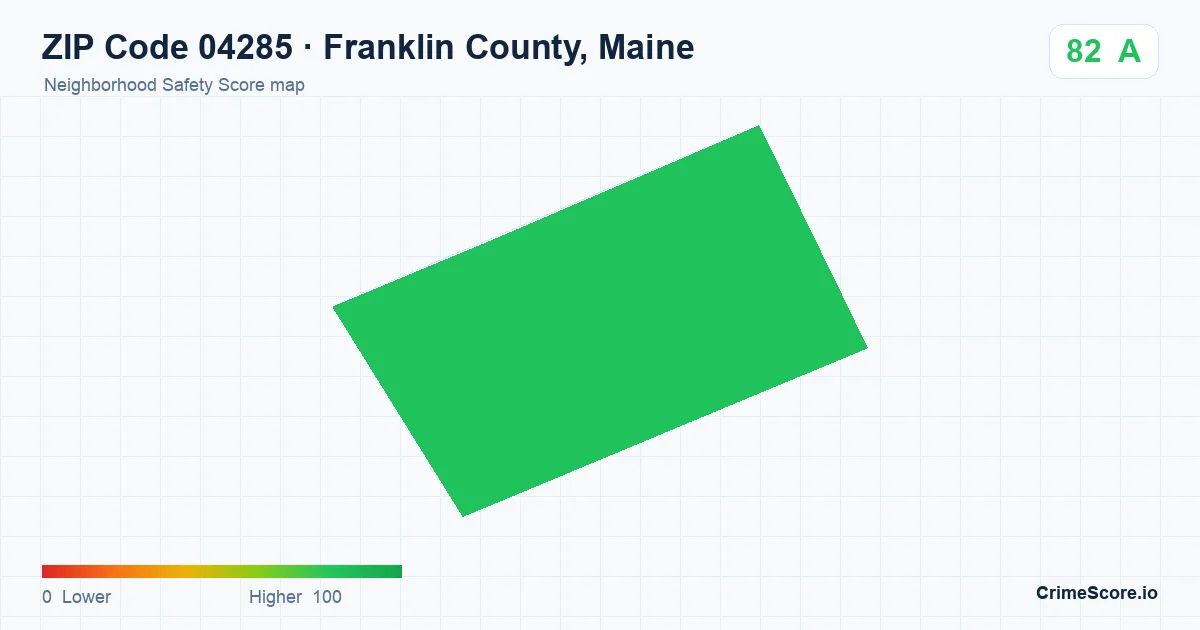 ZIP Code 04285 in Franklin County, Maine neighborhood Safety Score map