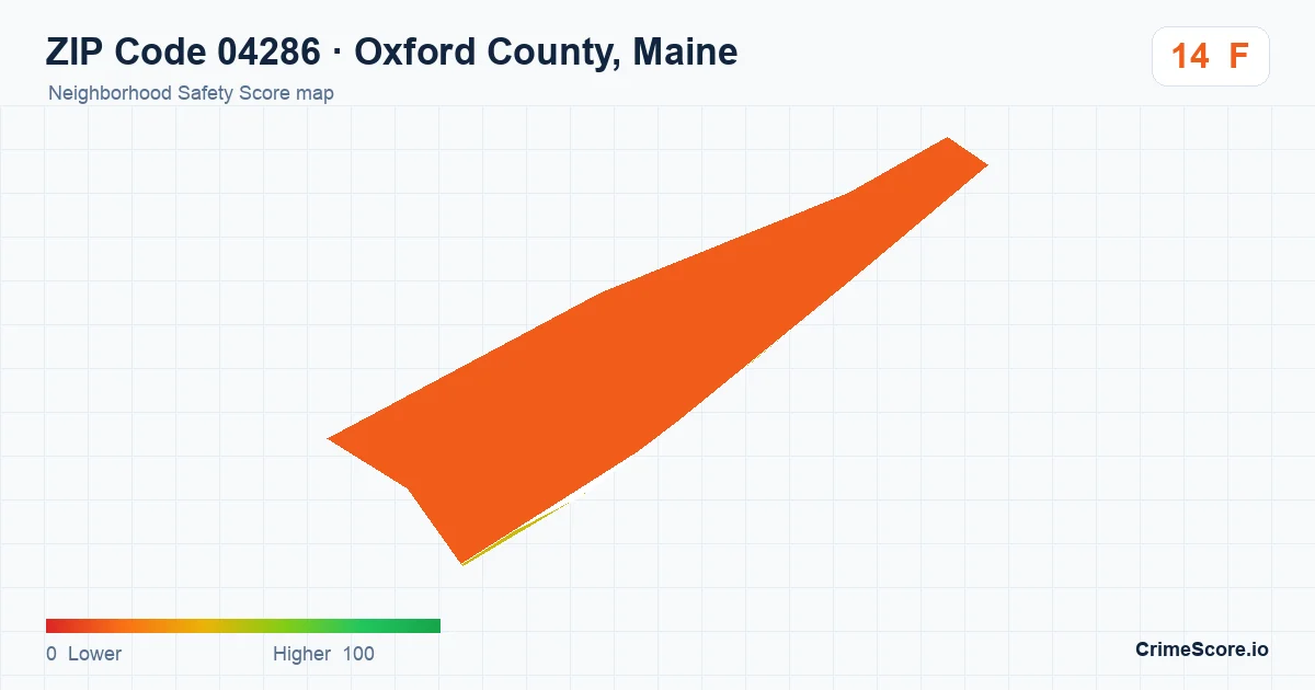 ZIP Code 04286 in Oxford County, Maine neighborhood Safety Score map